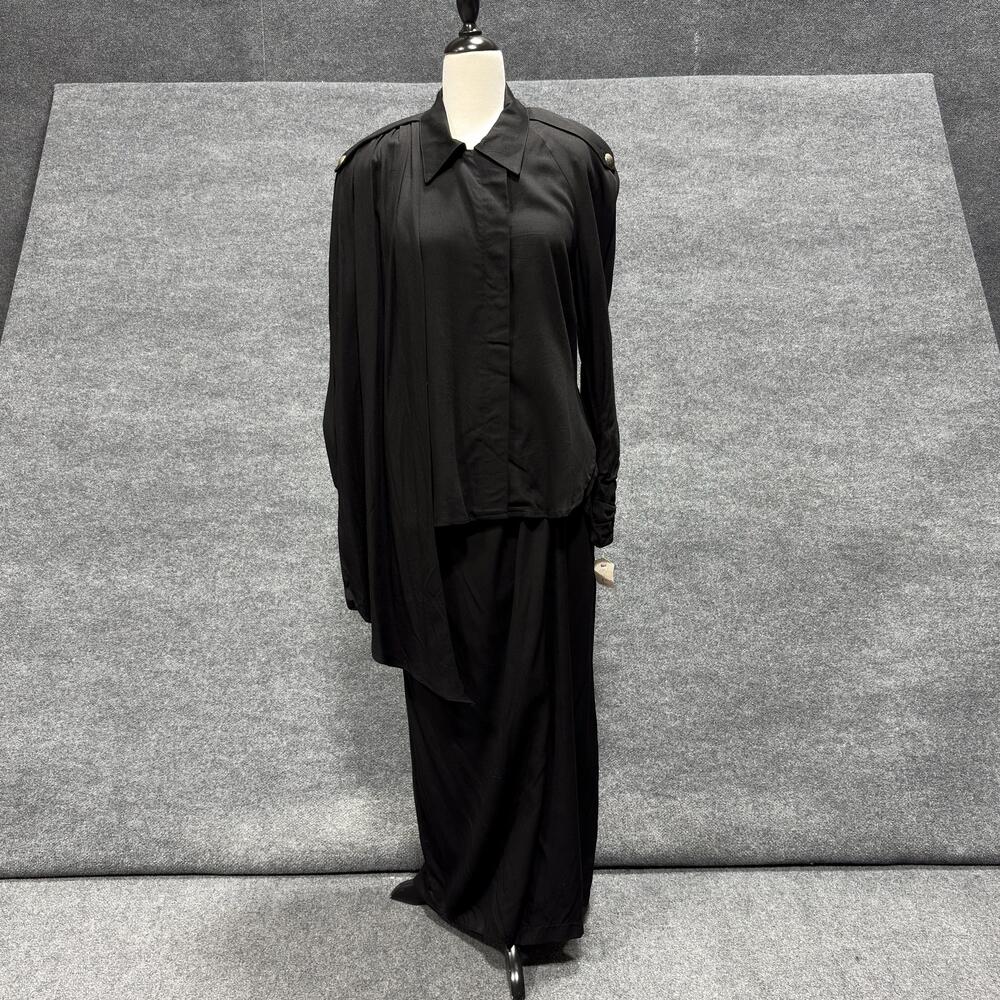Vintage Hairston Roberson Ropa Skirt Set Womens Small Black Western Maxi 80s